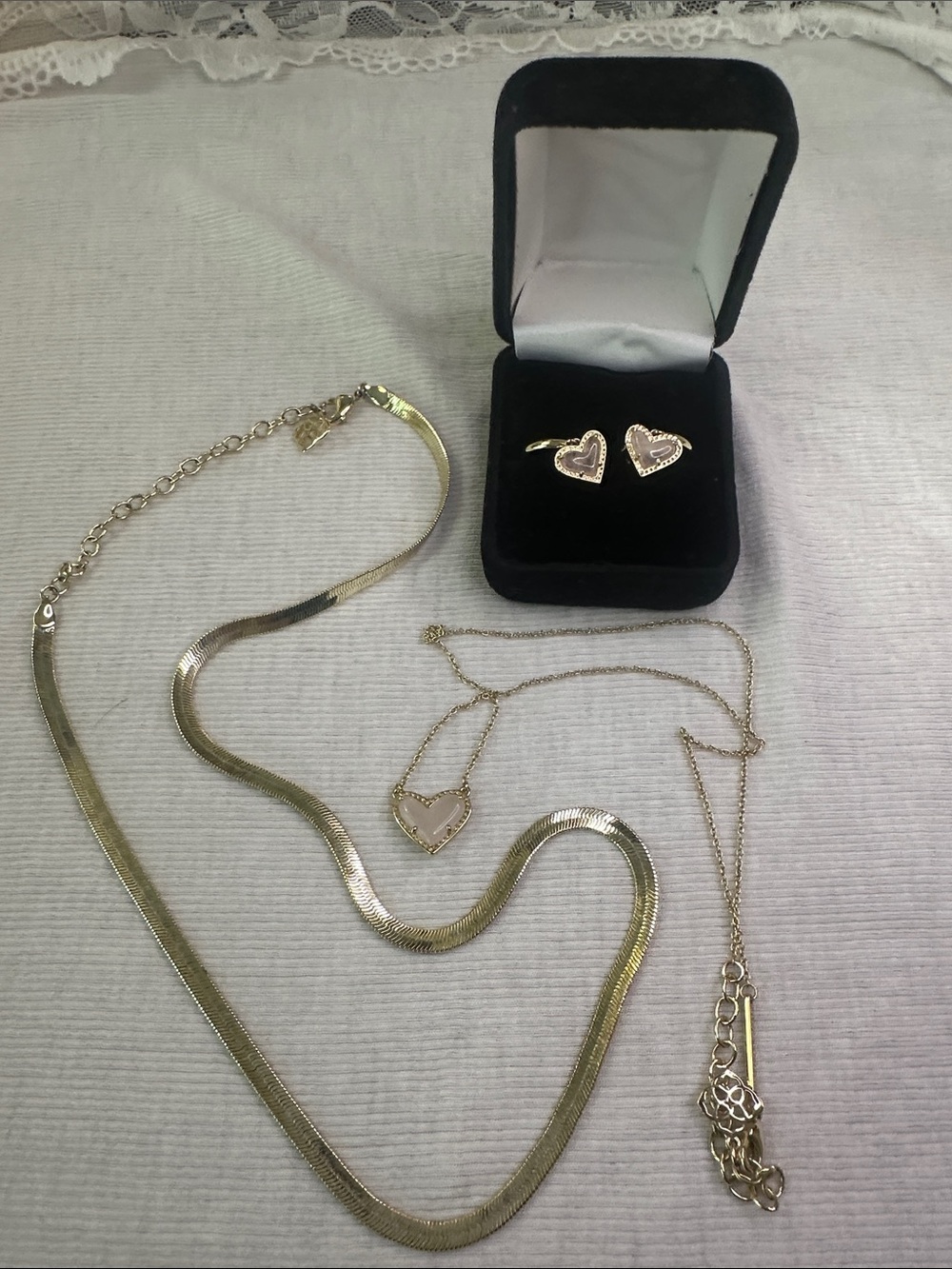 Kendra Scott plated gold necklaces and earring set
